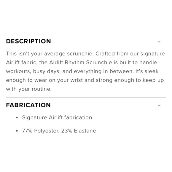 NWT Alo Yoga Airlift Rhythm Scrunchie One Size Black - Picture 2 of 4